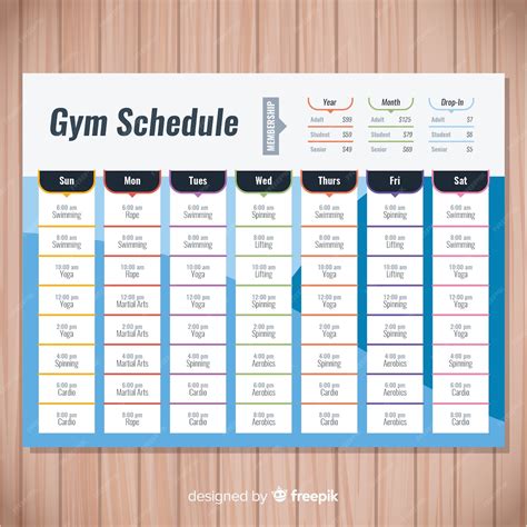 Gym Class Timetable & Schedule .